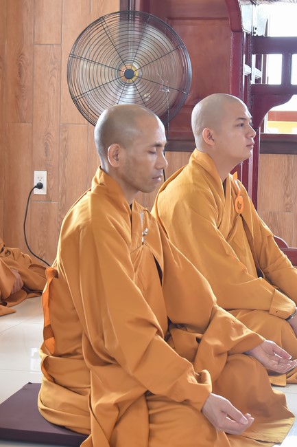 Hoang Phap pagoda monks attending the Pratimoksa precept chanting Rite