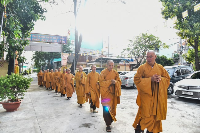 Hoang Phap pagoda monks attending the Pratimoksa precept chanting Rite