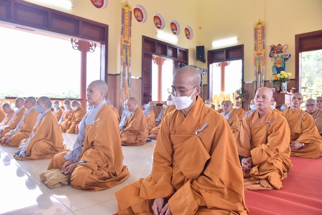 Hoang Phap pagoda monks attending the Pratimoksa precept chanting Rite