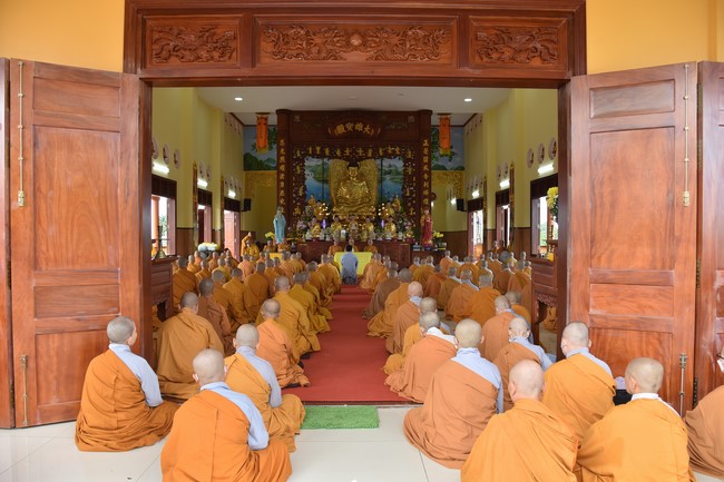 Hoang Phap pagoda monks attending the Pratimoksa precept chanting Rite