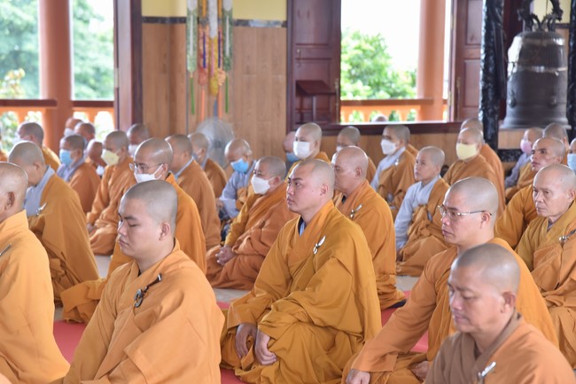 Hoang Phap pagoda monks attending the Pratimoksa precept chanting Rite