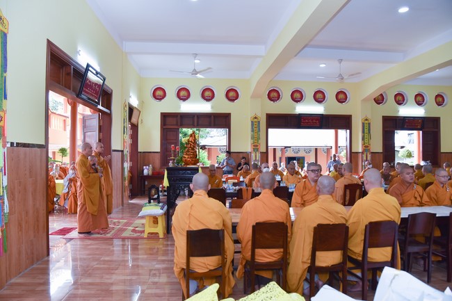 Hoang Phap pagoda monks attending the Pratimoksa precept chanting Rite