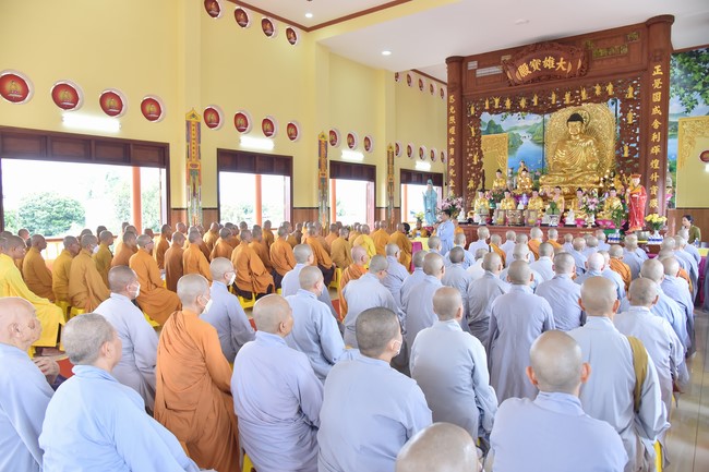 Hoang Phap pagoda monks attending the Pratimoksa precept chanting Rite
