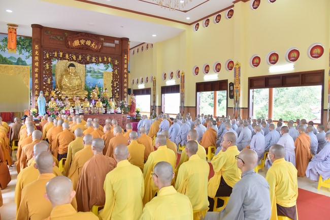 Hoang Phap pagoda monks attending the Pratimoksa precept chanting Rite