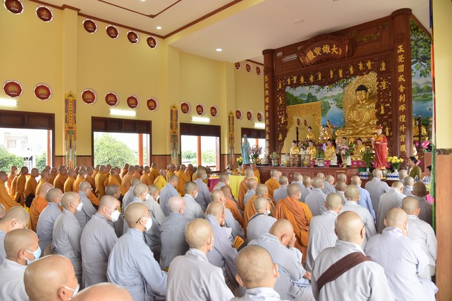 Hoang Phap pagoda monks attending the Pratimoksa precept chanting Rite