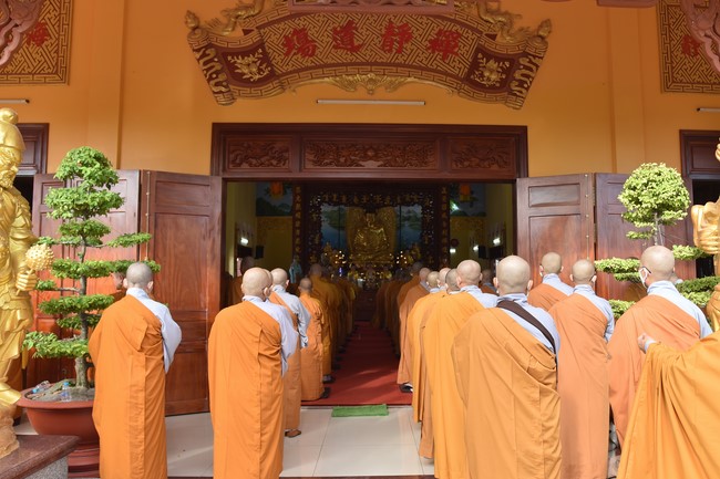 Hoang Phap pagoda monks attending the Pratimoksa precept chanting Rite
