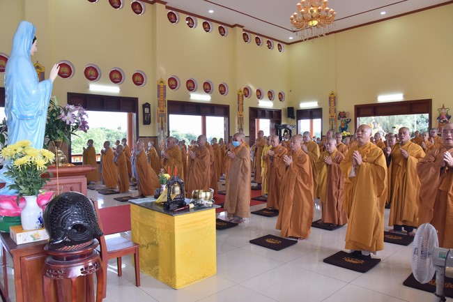 Hoang Phap pagoda monks attending the Pratimoksa precept chanting Rite