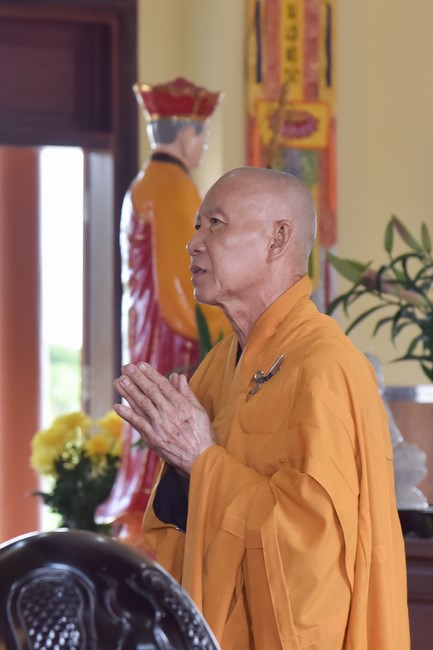 Hoang Phap pagoda monks attending the Pratimoksa precept chanting Rite