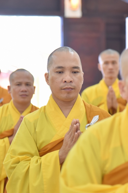 Monks of Hoang Phap Pagoda wishing a long life to the Most Master.