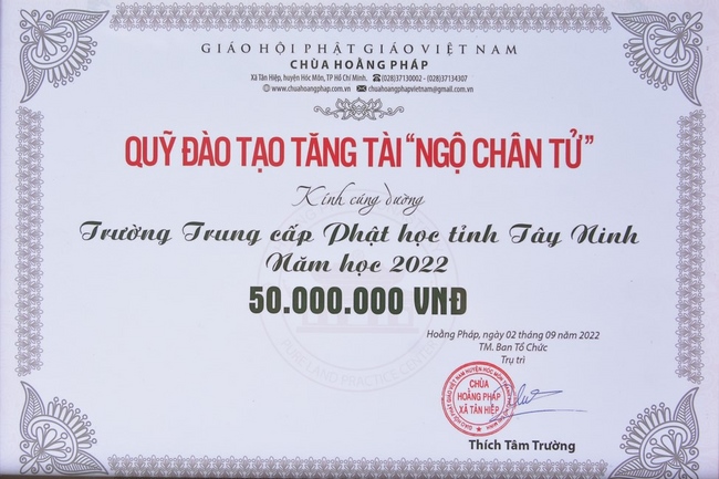 Quỹ Đào Tạo Tăng Tài Ngộ Chân Tử