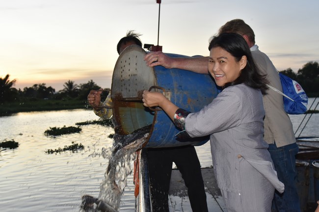 Freeing of creatures in early 2023 at Binh My ferry in Cu Chi