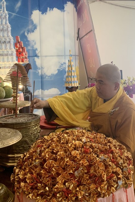 The Ceremony of peaceful Prayers, wishing longevity, releasing creatures at Dong Cao Pagoda in early 2023.
