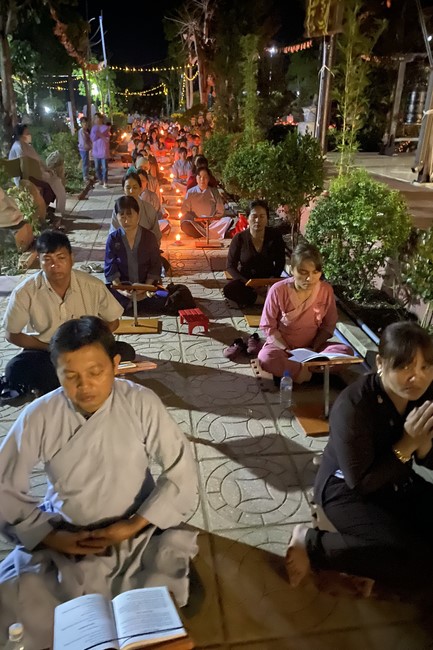 Beginning a sutra in the New Year at Suoi Phap Pagoda, Tay Ninh