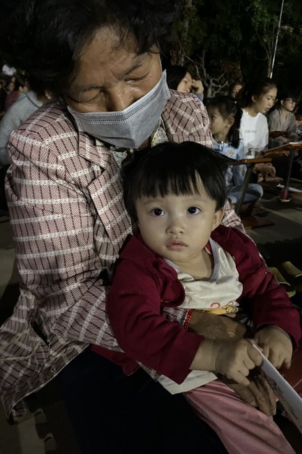 Beginning a sutra in the New Year at Suoi Phap Pagoda, Tay Ninh