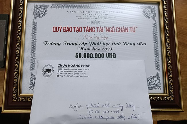 Quỹ đào tạo Tăng tài Ngộ Chân Tử cúng dường tại trường Trung cấp Phật học TP.HCM - Đồng Nai - Cần Thơ