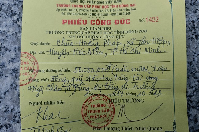Quỹ đào tạo Tăng tài Ngộ Chân Tử cúng dường tại trường Trung cấp Phật học TP.HCM - Đồng Nai - Cần Thơ