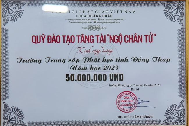 Quỹ đào tạo Tăng tài NCT cúng dường đến các trường TCPH tại 6 tỉnh miền Tây: Bến Tre, Trà Vinh, Vĩnh Long, Bạc Liêu, Sóc Trăng, Đồng Tháp