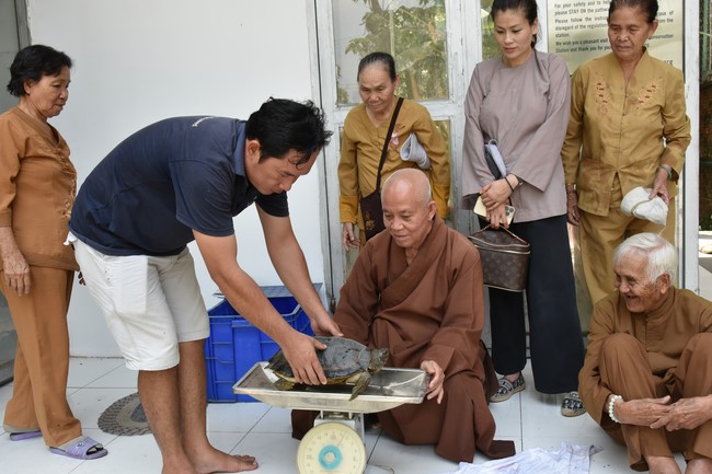 Handing over tortoises at Dau Tieng Wildlife Conservation Station, Binh Duong