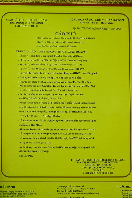 Ritual of visiting and paying homage to Most Venerable Thich Giac Quang’s Body