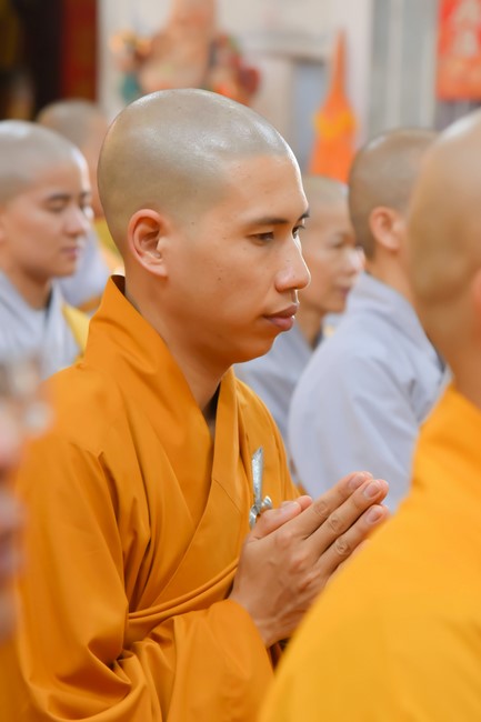 Receiving precepts from Tri Tinh precepts Altar in Dong Thap of Hoang Phap Pagoda monks