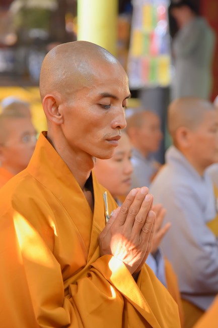 Receiving precepts from Tri Tinh precepts Altar in Dong Thap of Hoang Phap Pagoda monks