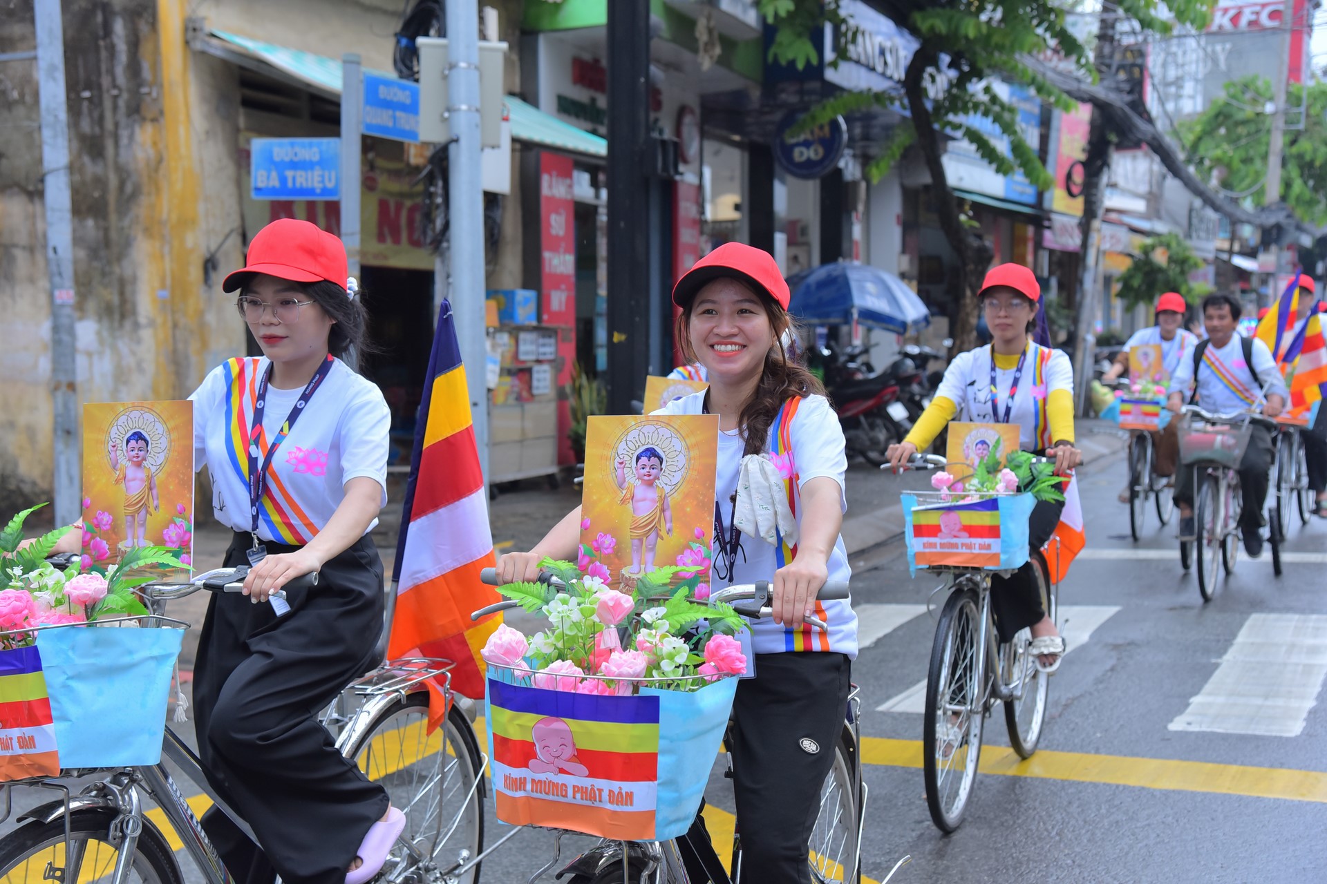Parade of bicycles decorated with flowers to welcome the Buddha's Birthday (Buddhist Calendar 2567 - Solar Calendar 2023)