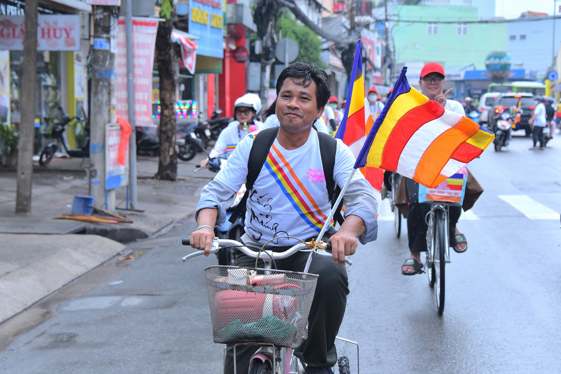 Parade of bicycles decorated with flowers to welcome the Buddha's Birthday (Buddhist Calendar 2567 - Solar Calendar 2023)
