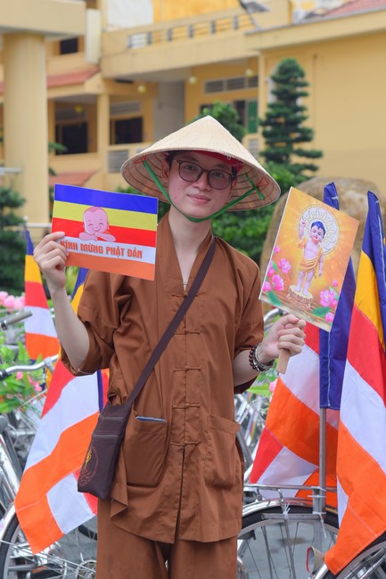 Parade of bicycles decorated with flowers to welcome the Buddha's Birthday (Buddhist Calendar 2567 - Solar Calendar 2023)