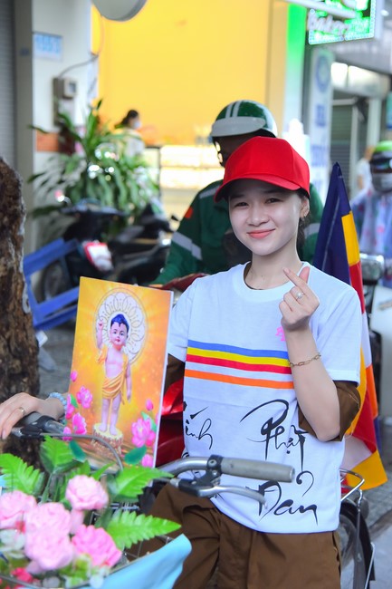 Parade of bicycles decorated with flowers to welcome the Buddha's Birthday (Buddhist Calendar 2567 - Solar Calendar 2023)