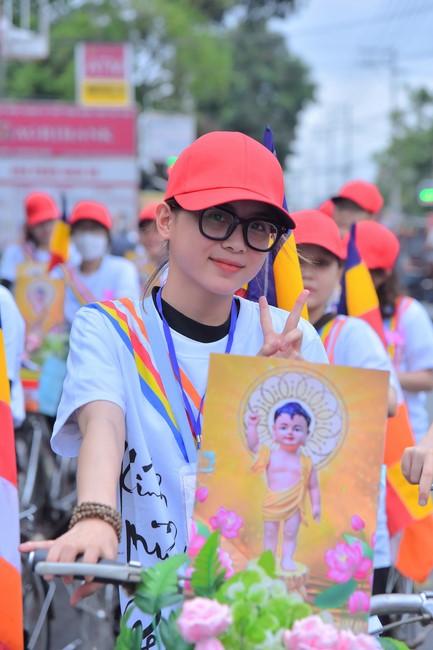 Parade of bicycles decorated with flowers to welcome the Buddha's Birthday (Buddhist Calendar 2567 - Solar Calendar 2023)