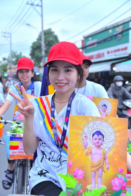 Parade of bicycles decorated with flowers to welcome the Buddha's Birthday (Buddhist Calendar 2567 - Solar Calendar 2023)