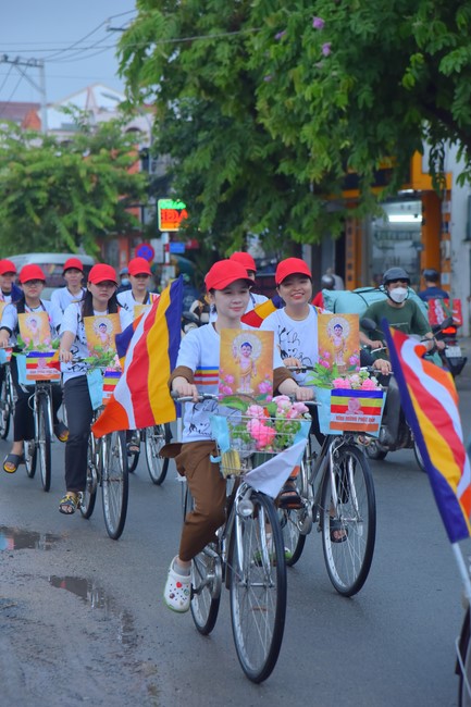 Parade of bicycles decorated with flowers to welcome the Buddha's Birthday (Buddhist Calendar 2567 - Solar Calendar 2023)