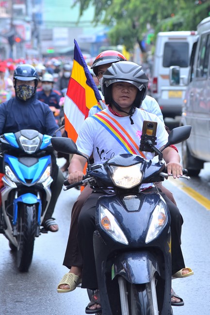 Parade of bicycles decorated with flowers to welcome the Buddha's Birthday (Buddhist Calendar 2567 - Solar Calendar 2023)