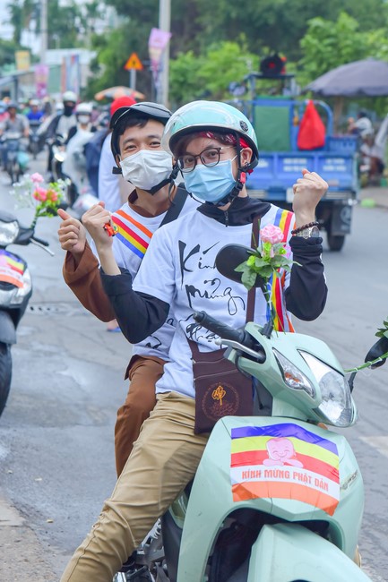 Parade of bicycles decorated with flowers to welcome the Buddha's Birthday (Buddhist Calendar 2567 - Solar Calendar 2023)