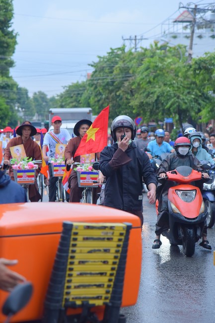 Parade of bicycles decorated with flowers to welcome the Buddha's Birthday (Buddhist Calendar 2567 - Solar Calendar 2023)