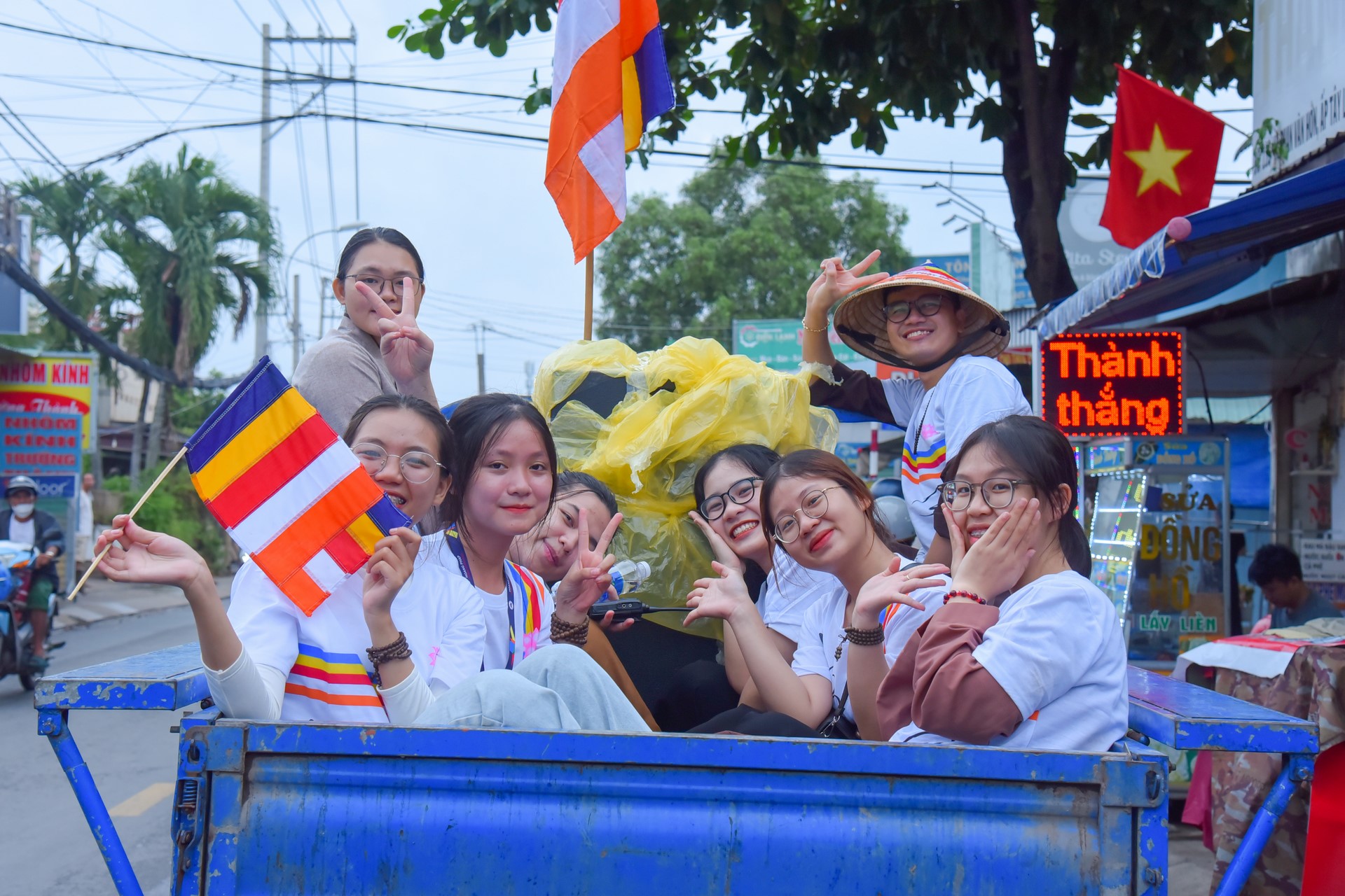 Parade of bicycles decorated with flowers to welcome the Buddha's Birthday (Buddhist Calendar 2567 - Solar Calendar 2023)