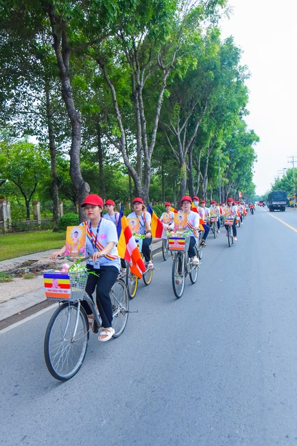 Parade of bicycles decorated with flowers to welcome the Buddha's Birthday (Buddhist Calendar 2567 - Solar Calendar 2023)