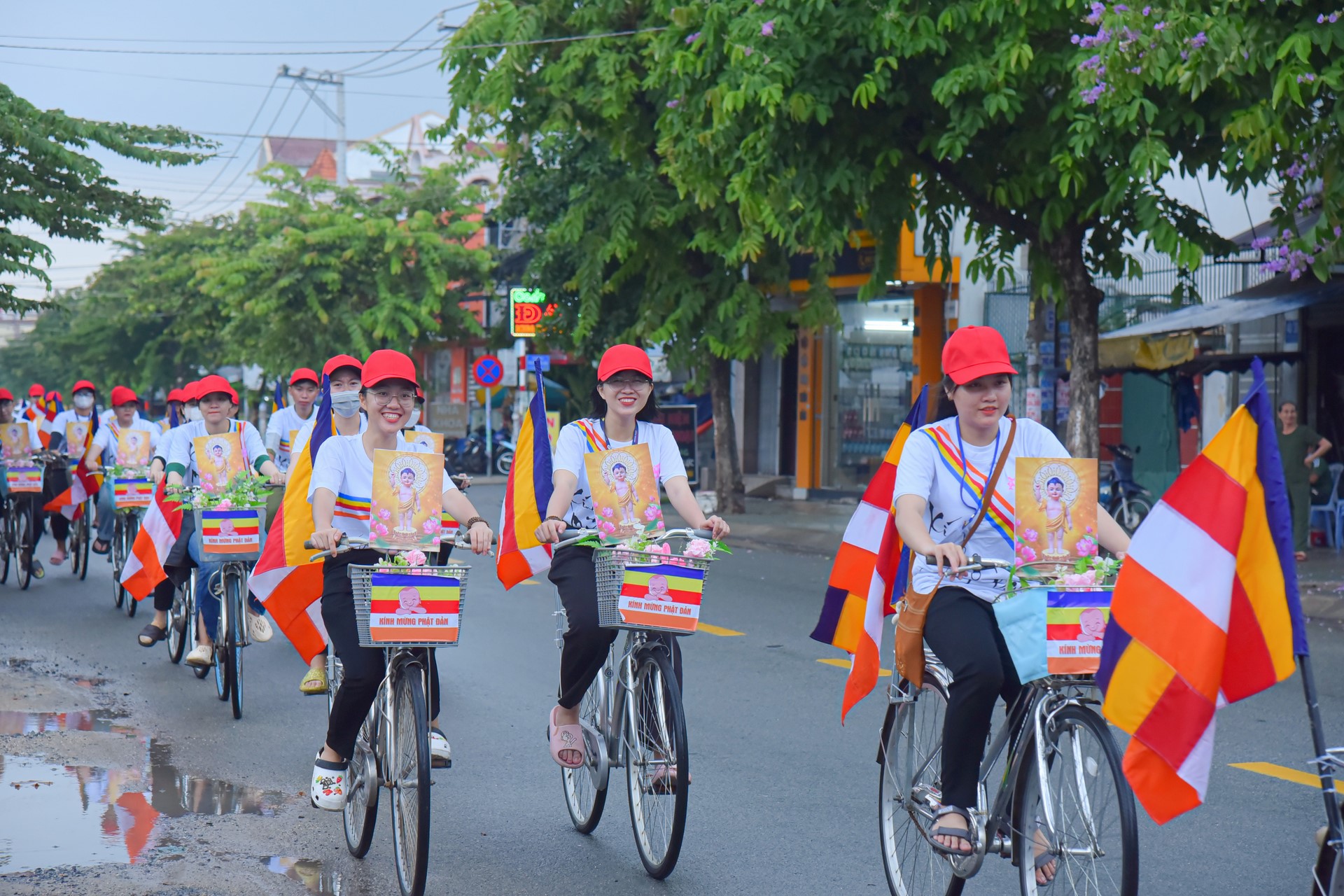 Parade of bicycles decorated with flowers to welcome the Buddha's Birthday (Buddhist Calendar 2567 - Solar Calendar 2023)