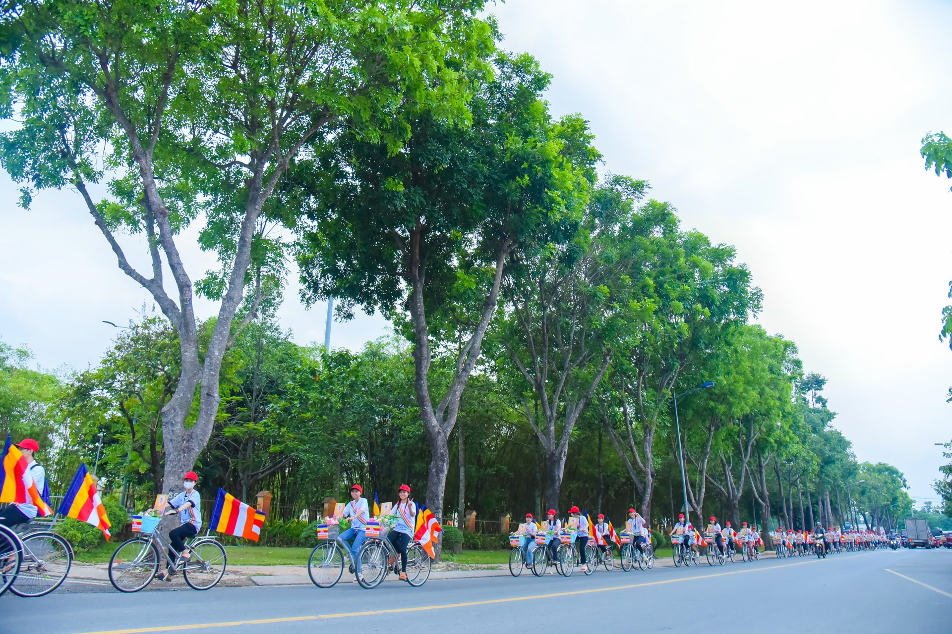 Parade of bicycles decorated with flowers to welcome the Buddha's Birthday (Buddhist Calendar 2567 - Solar Calendar 2023)