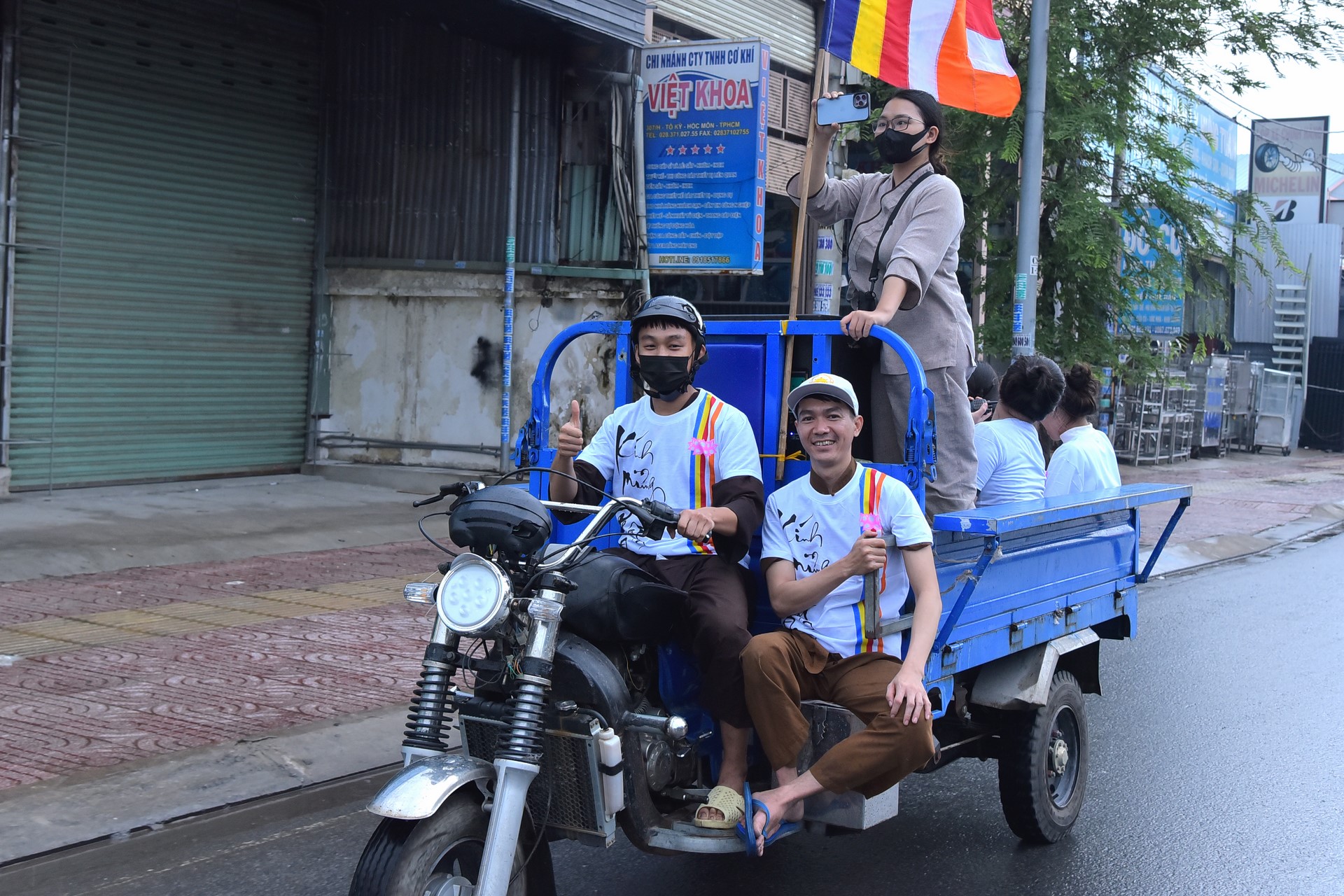 Parade of bicycles decorated with flowers to welcome the Buddha's Birthday (Buddhist Calendar 2567 - Solar Calendar 2023)