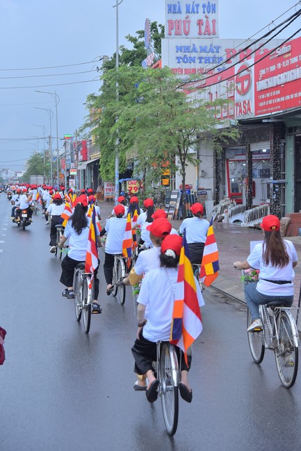 Parade of bicycles decorated with flowers to welcome the Buddha's Birthday (Buddhist Calendar 2567 - Solar Calendar 2023)