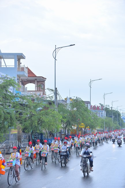 Parade of bicycles decorated with flowers to welcome the Buddha's Birthday (Buddhist Calendar 2567 - Solar Calendar 2023)