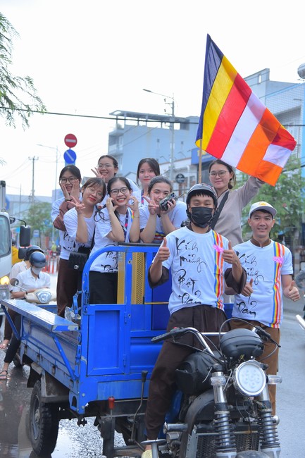 Parade of bicycles decorated with flowers to welcome the Buddha's Birthday (Buddhist Calendar 2567 - Solar Calendar 2023)
