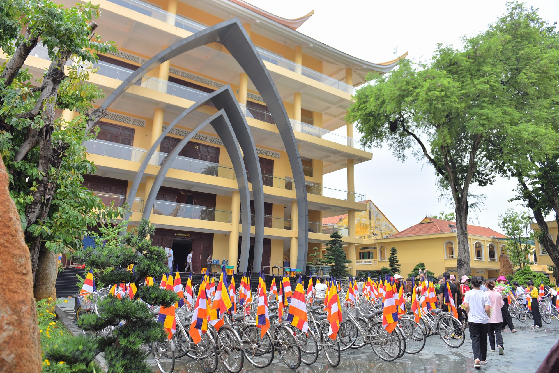 Parade of bicycles decorated with flowers to welcome the Buddha's Birthday (Buddhist Calendar 2567 - Solar Calendar 2023)