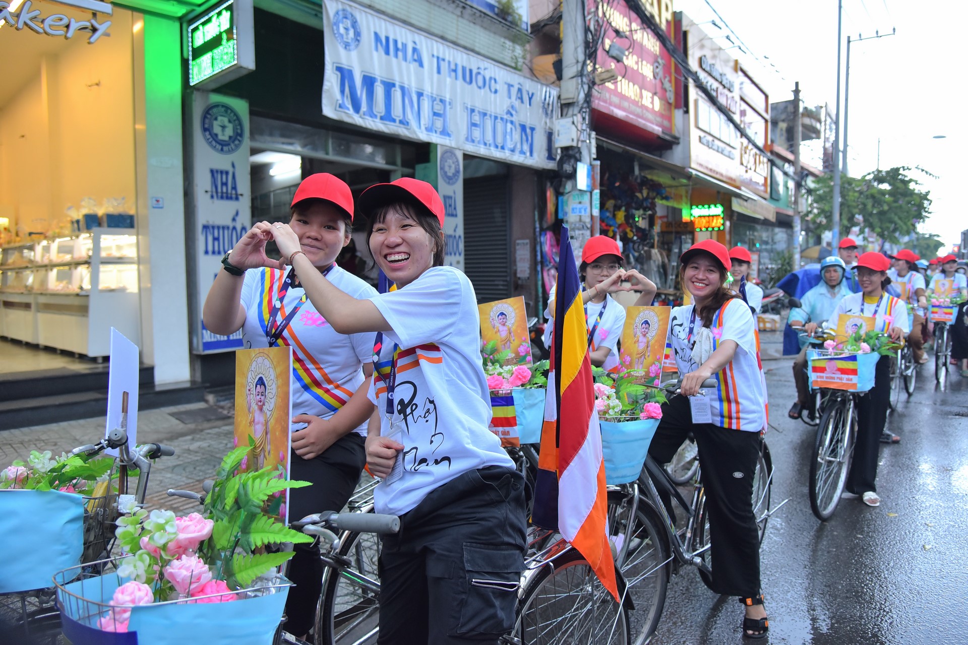Parade of bicycles decorated with flowers to welcome the Buddha's Birthday (Buddhist Calendar 2567 - Solar Calendar 2023)