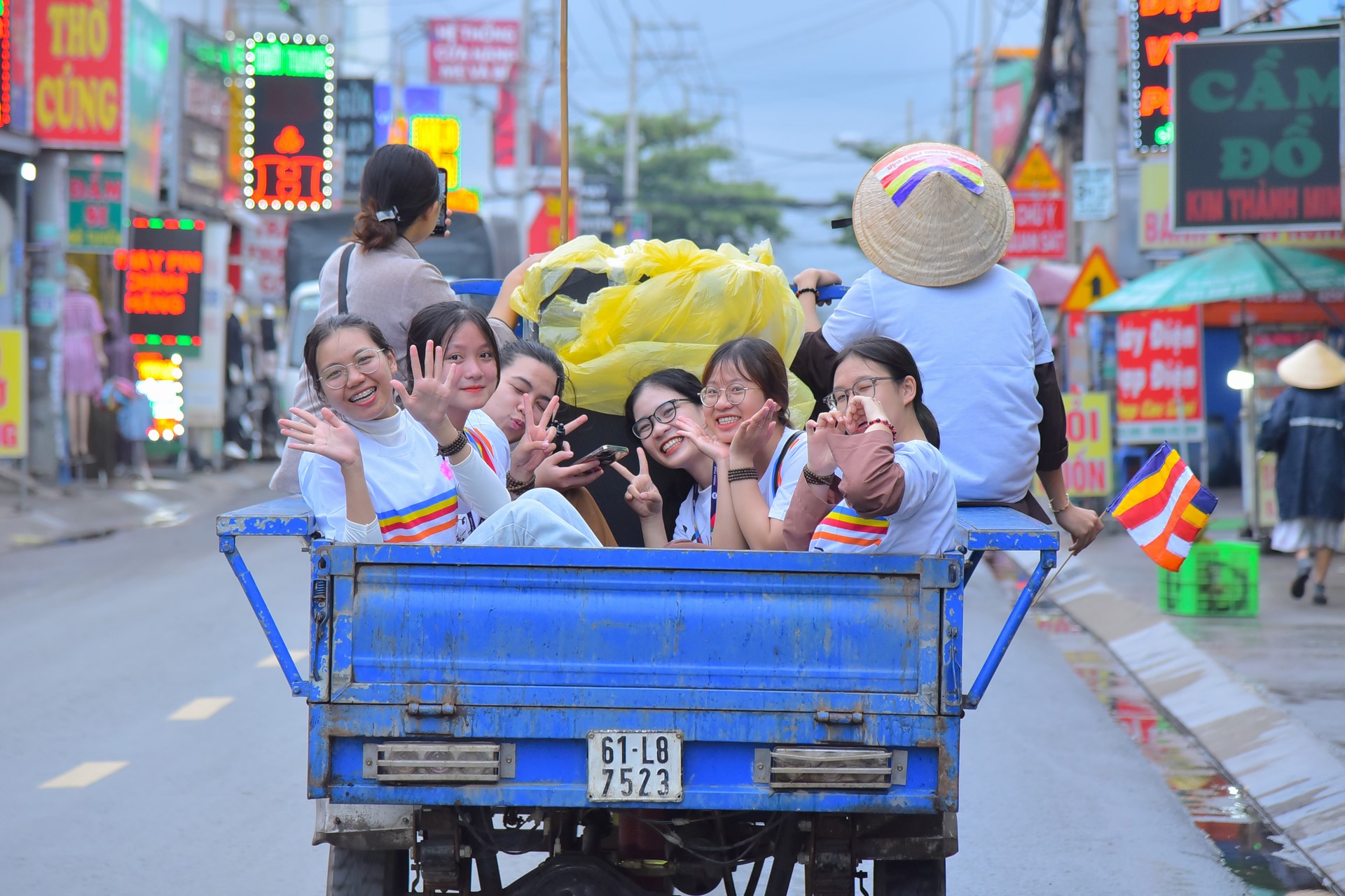 Parade of bicycles decorated with flowers to welcome the Buddha's Birthday (Buddhist Calendar 2567 - Solar Calendar 2023)
