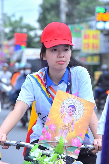 Parade of bicycles decorated with flowers to welcome the Buddha's Birthday (Buddhist Calendar 2567 - Solar Calendar 2023)