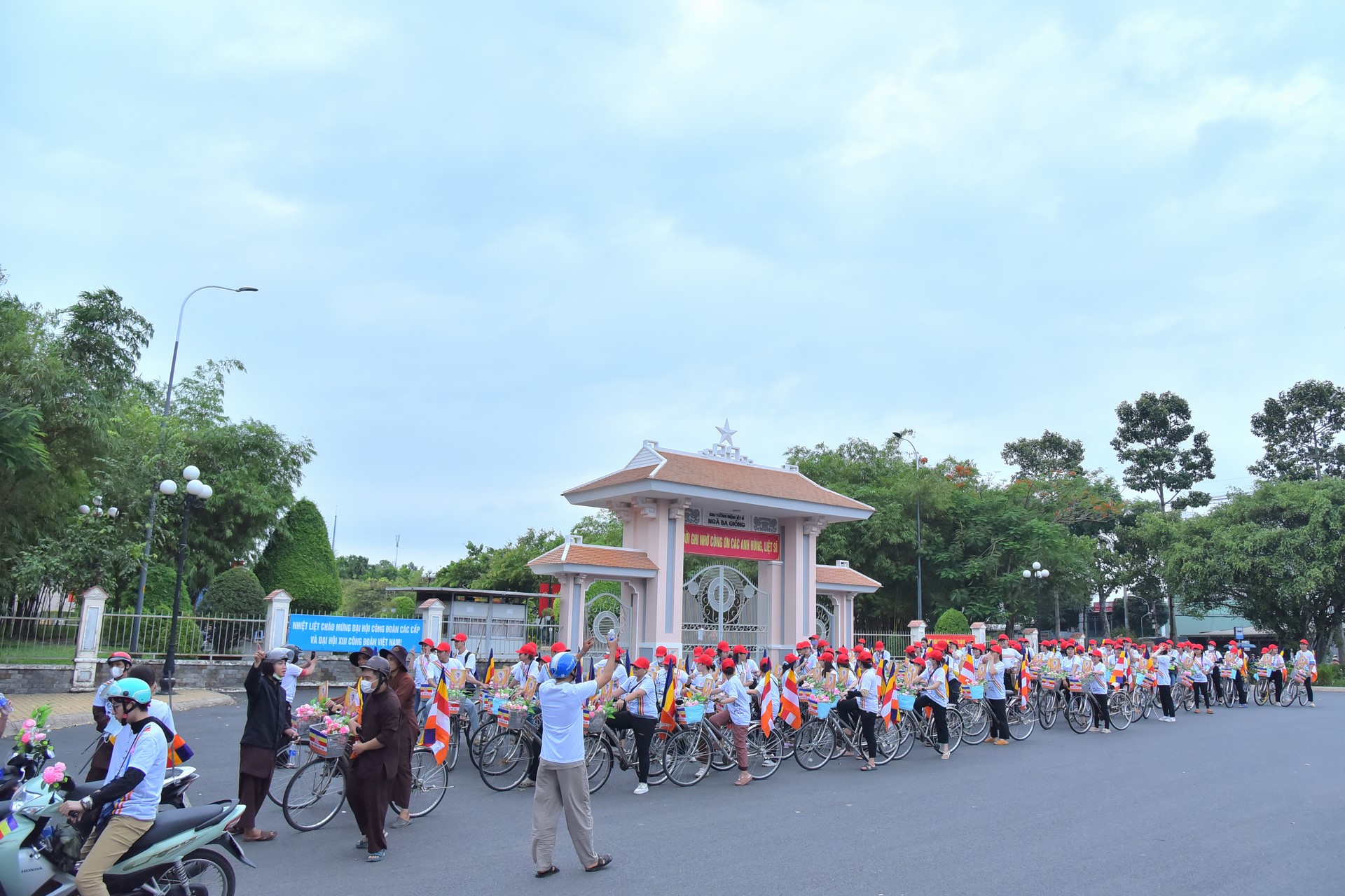 Parade of bicycles decorated with flowers to welcome the Buddha's Birthday (Buddhist Calendar 2567 - Solar Calendar 2023)