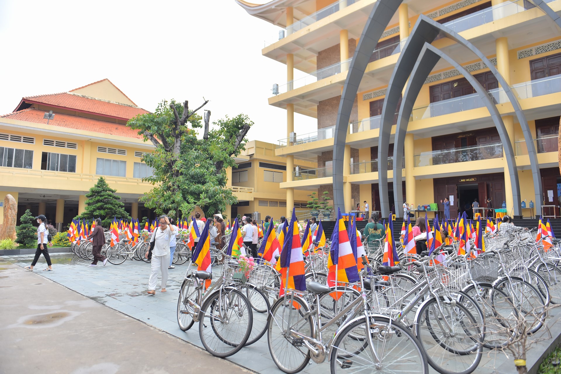 Parade of bicycles decorated with flowers to welcome the Buddha's Birthday (Buddhist Calendar 2567 - Solar Calendar 2023)