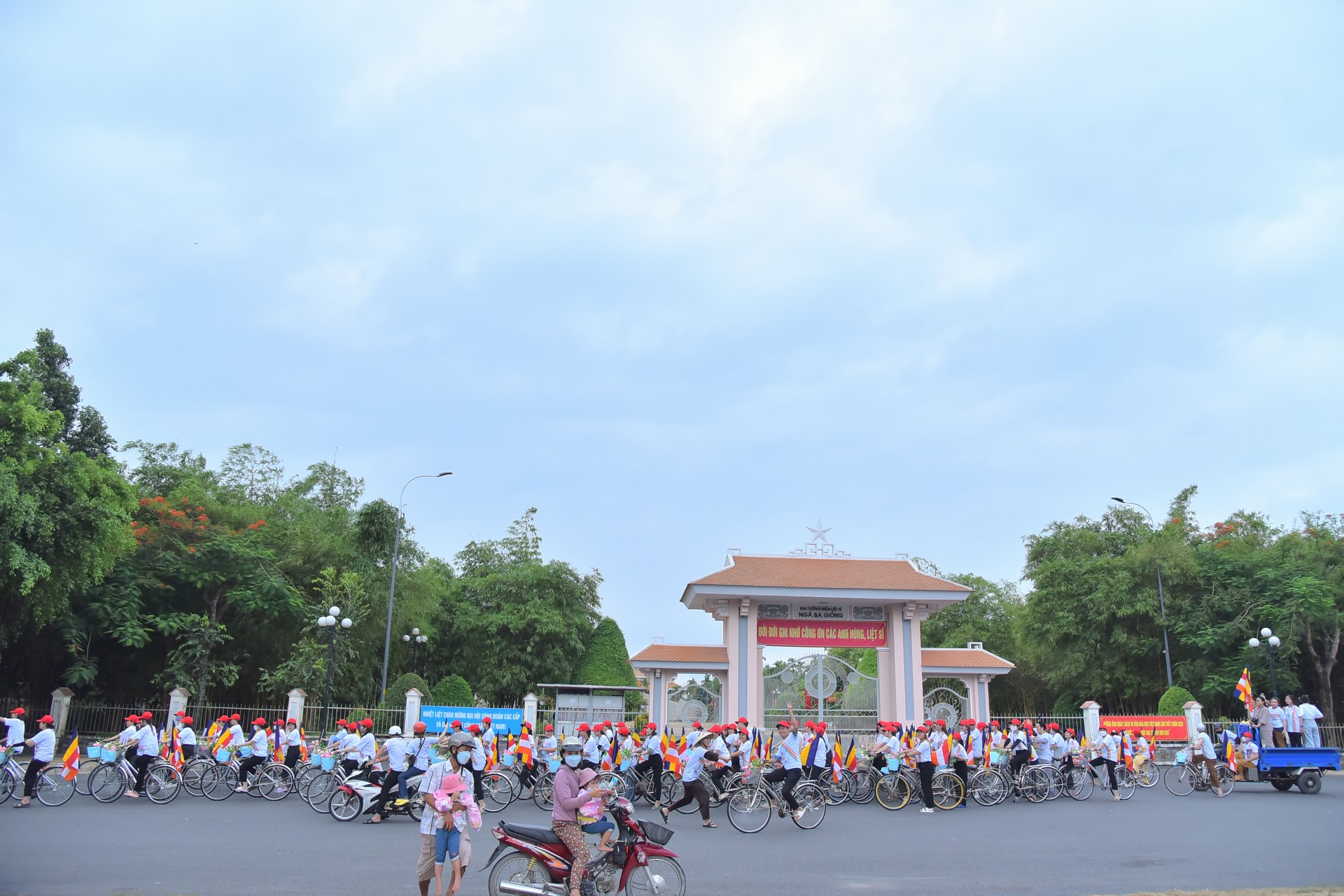 Parade of bicycles decorated with flowers to welcome the Buddha's Birthday (Buddhist Calendar 2567 - Solar Calendar 2023)